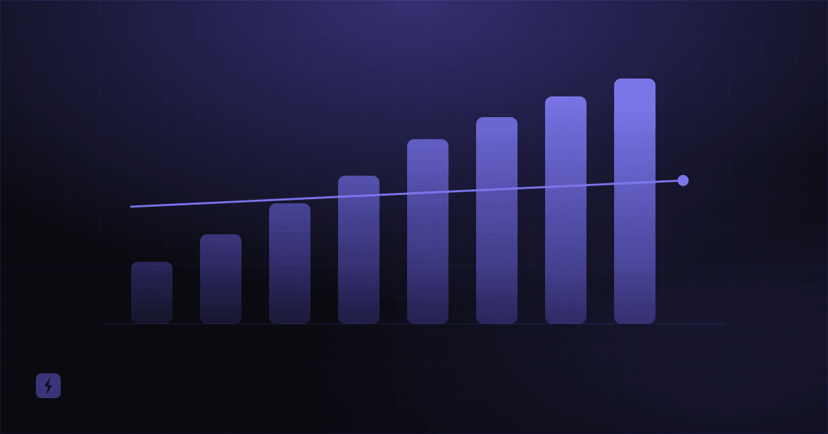 Abstract stacked cost bars over a soft brand-coloured gradient.